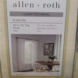 Allen+Roth Harlow 50" X 84" Ivory Tie Top Single Curtain Panel Light Filtering